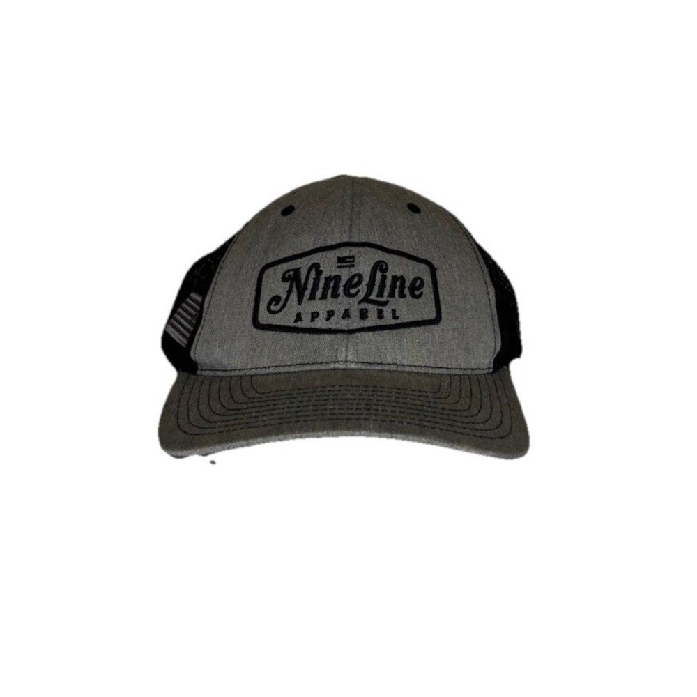 Nine Line Apparel Trucker Hat Mens OSFA Grey Black Patriotic Snapback Flag‎ Cap